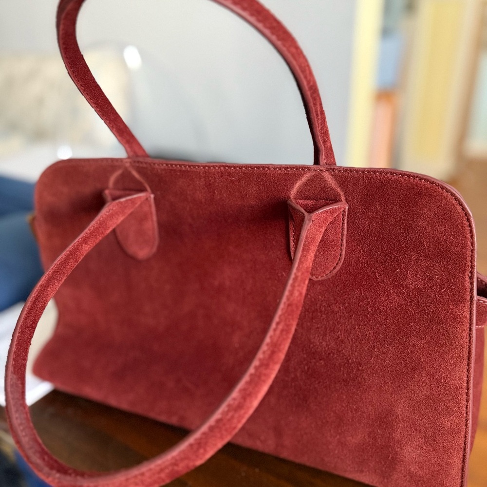 Elegant REAL Suede Handbag in Rich burgundy brown more like rust brown)